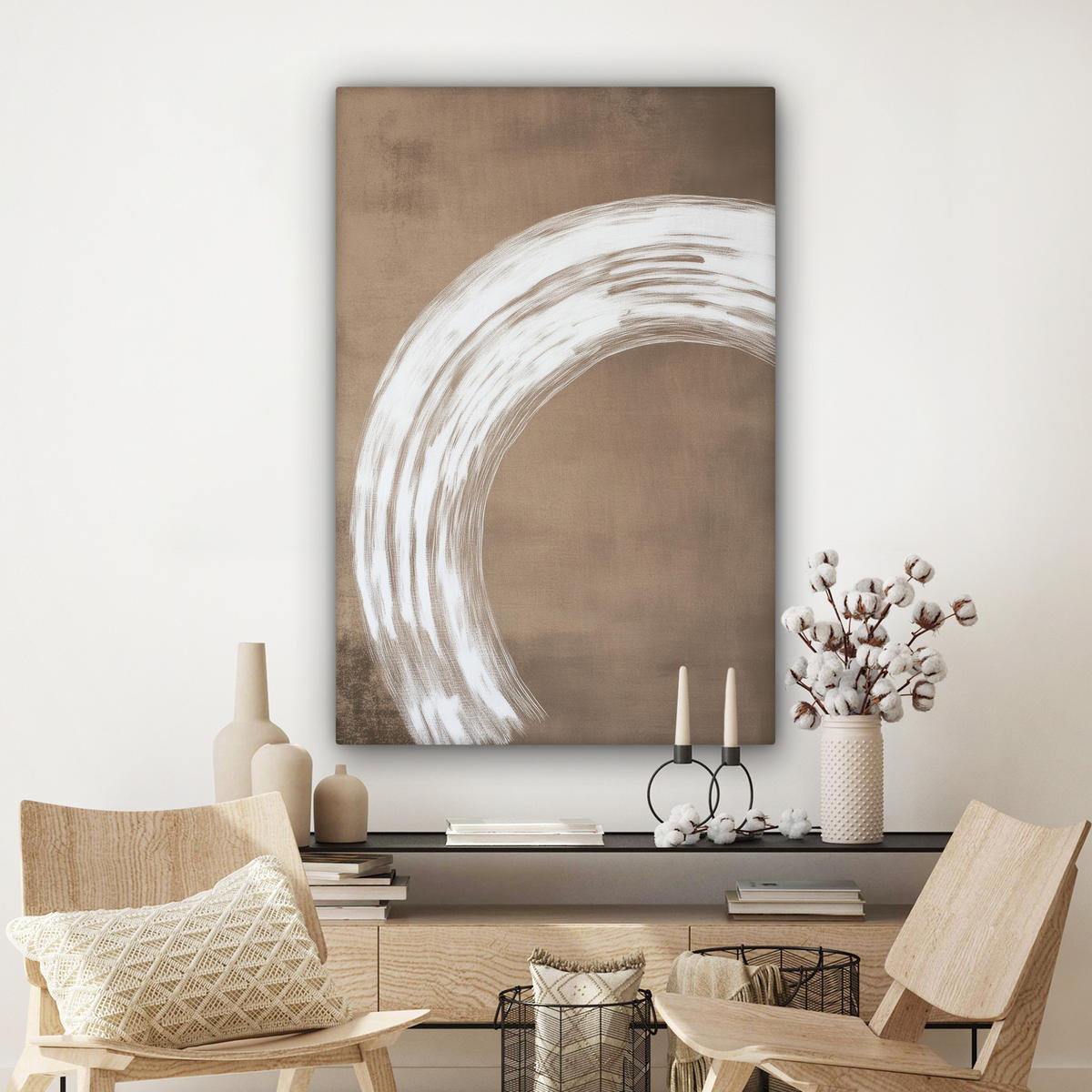 LEINWANDBILD Farbe - Braun - Japandi Deko XXL 80x120 cm - Kupferfarben, Textil (80/120cm) - MuchoWow