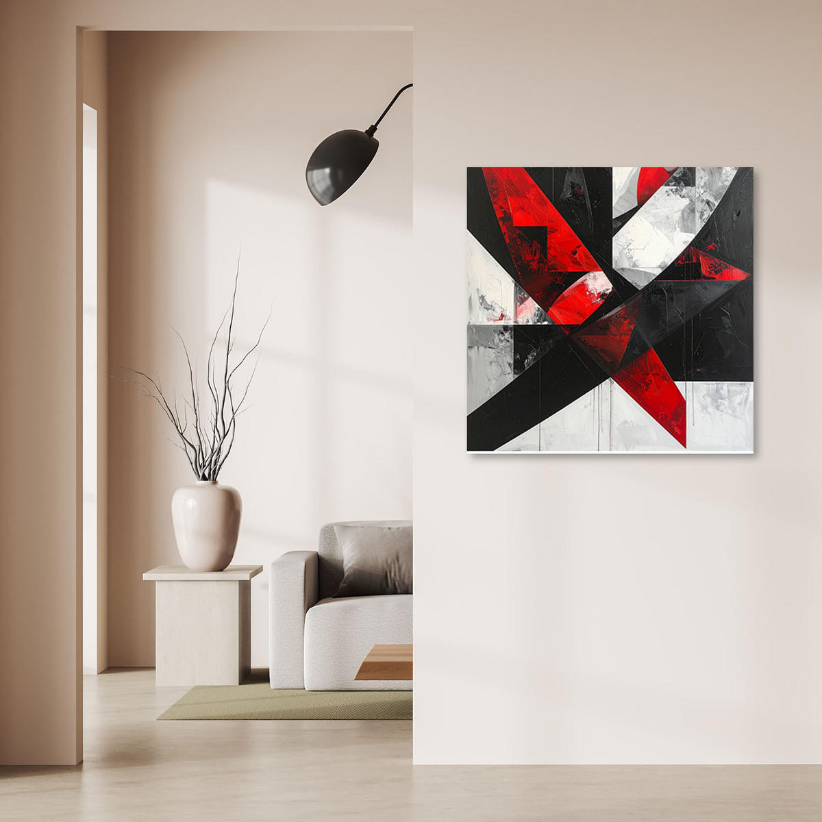 LEINWANDBILD 3D und geometrisch 60x60cm - Rot, Textil (60/60cm) - Feeby