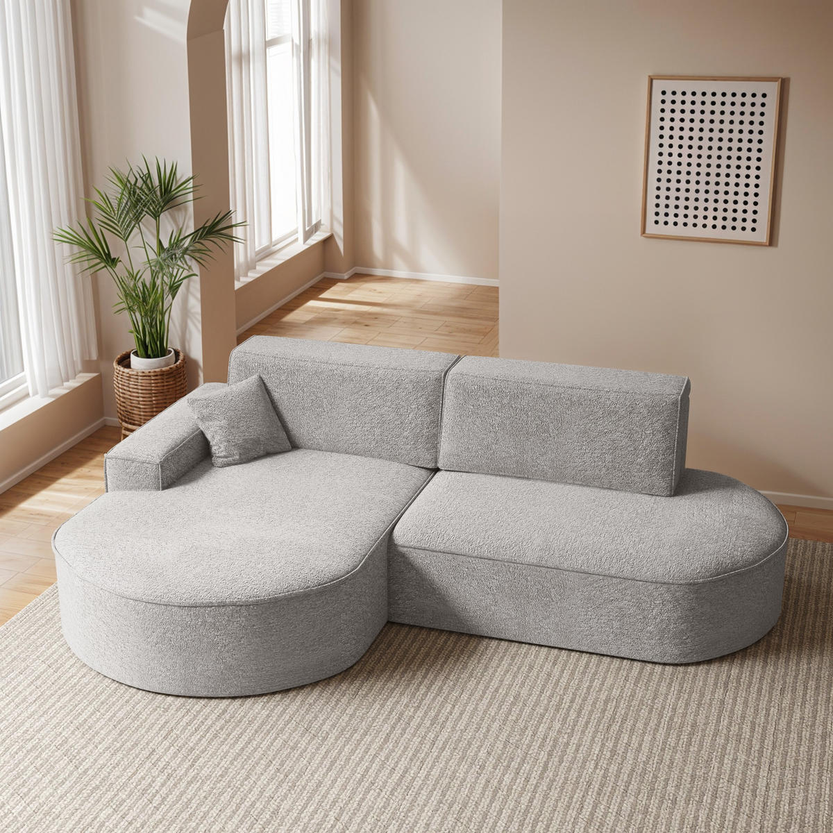 ECKSOFA Modena Pro - Komfort Und Stil stoff Arena Hellgrau Links - Hellgrau, Holz (278/179cm) - Kaiser Möbel