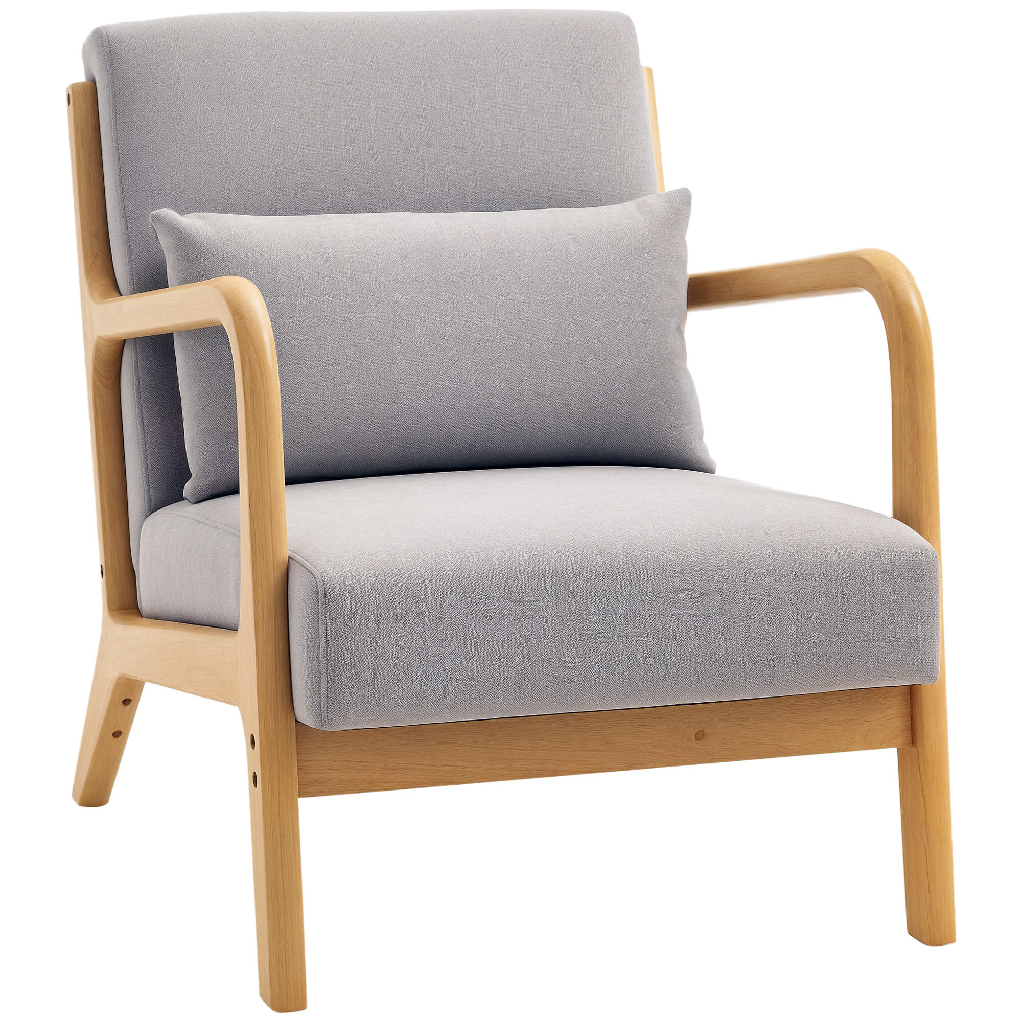 ARMLEHNSTUHL DE-13195 3 Kissen & tiefe Sitzfläche Grau - Grau, Holz (78/76/61cm) - ComfortXL