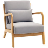 ARMLEHNSTUHL DE-13195 3 Kissen & tiefe Sitzfläche Grau - Grau, Holz (78/76/61cm) - ComfortXL