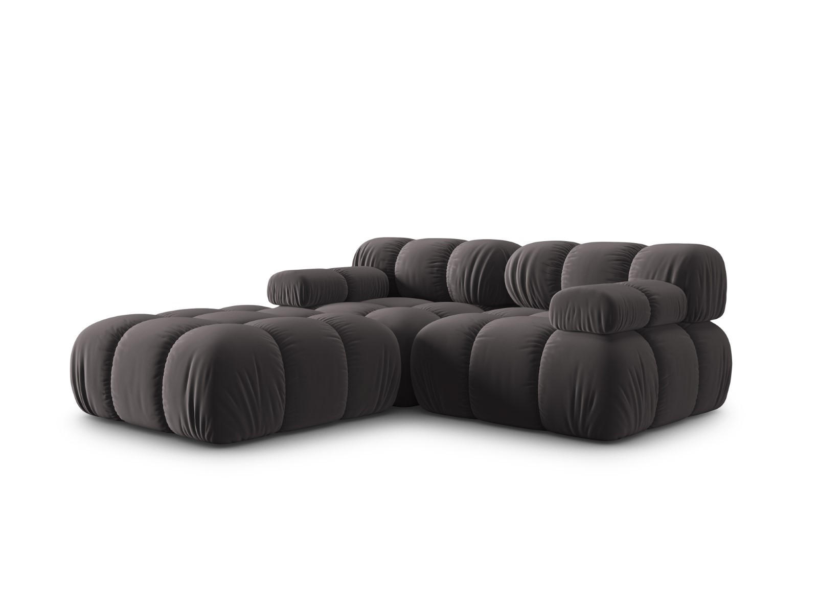 MODULARES-SOFA Bellis aus Samt dunkelgrau 3 Sitzplätze - Dunkelgrau, Textil (188/63/188cm) - Micadoni
