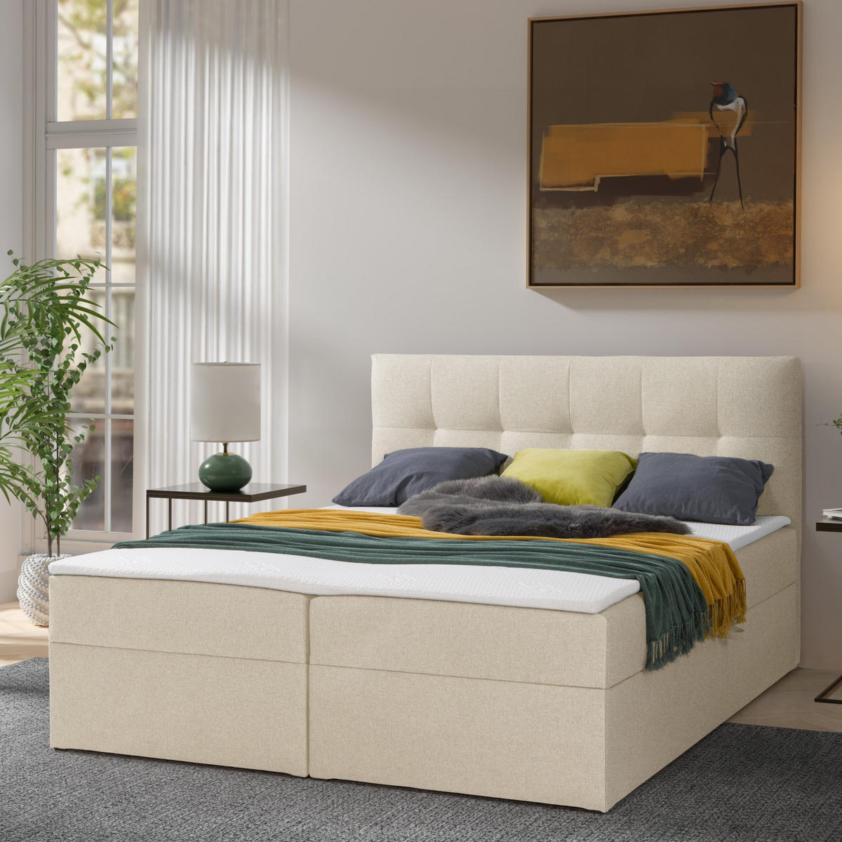 BOXBETT Toronto 140x200 Bonell-Matratze H3 und Topper - Silberfarben/Creme, Holz/Holzwerkstoff (140/200cm) - Ravio