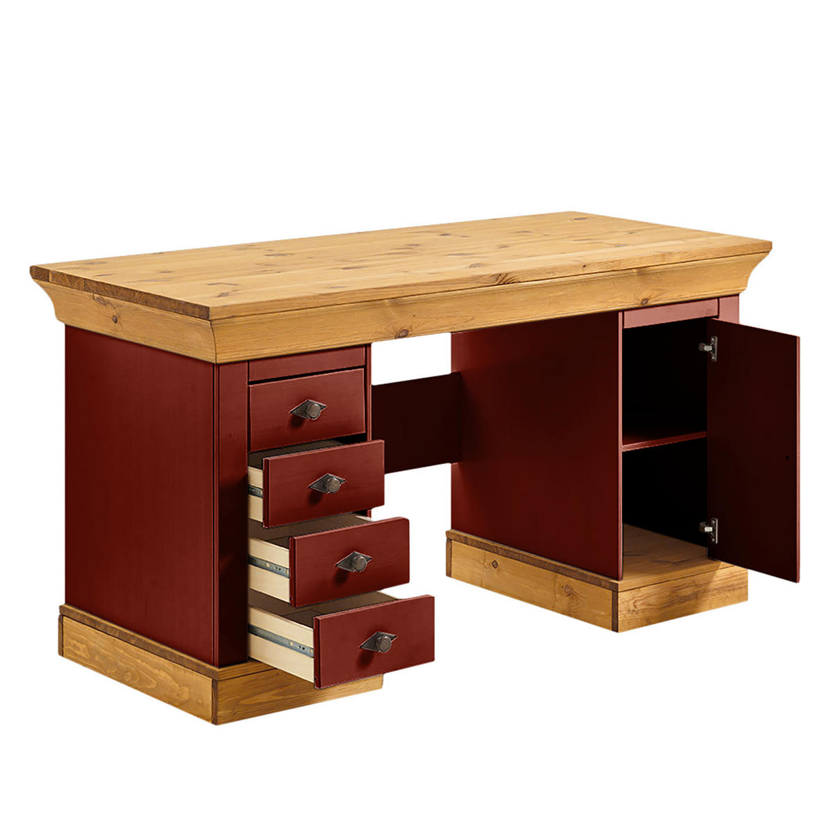 SCHREIBTISCH - Kiefer massiv, 143 cm - Kieferfarben, Holz (65/143/77cm) - home24