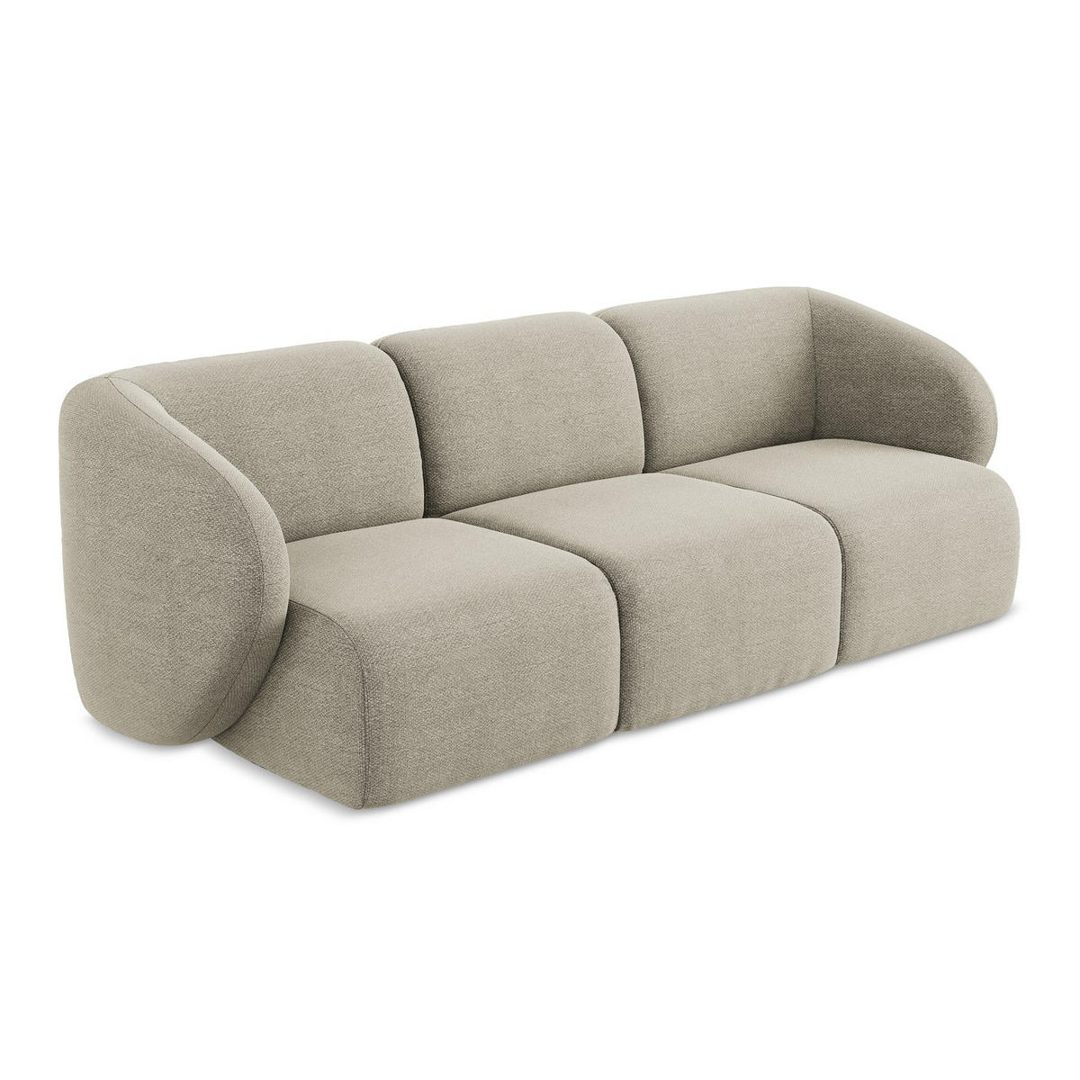 3-SITZER SOFA Bouclé Stoff Grau - Taupe/Schwarz, Holzwerkstoff/Kunststoff (244/75/94cm) - LaMiaSofa