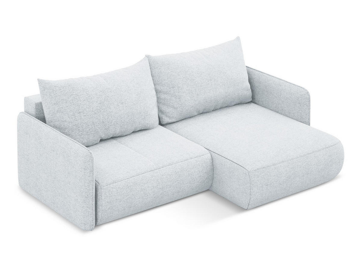 ECKSOFA mit Schlaffunktion Chenille Stoff Blau - Blau/Schwarz, Kunststoff/Textil (207/148cm) - Makamii