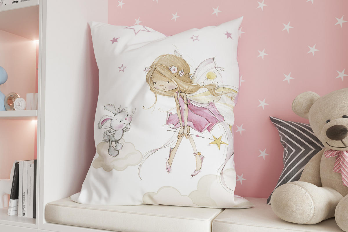 KINDER-SITZSACK - Little Fairy - Weiß/Rosa, Textil (100/25/135cm) - Green Bean