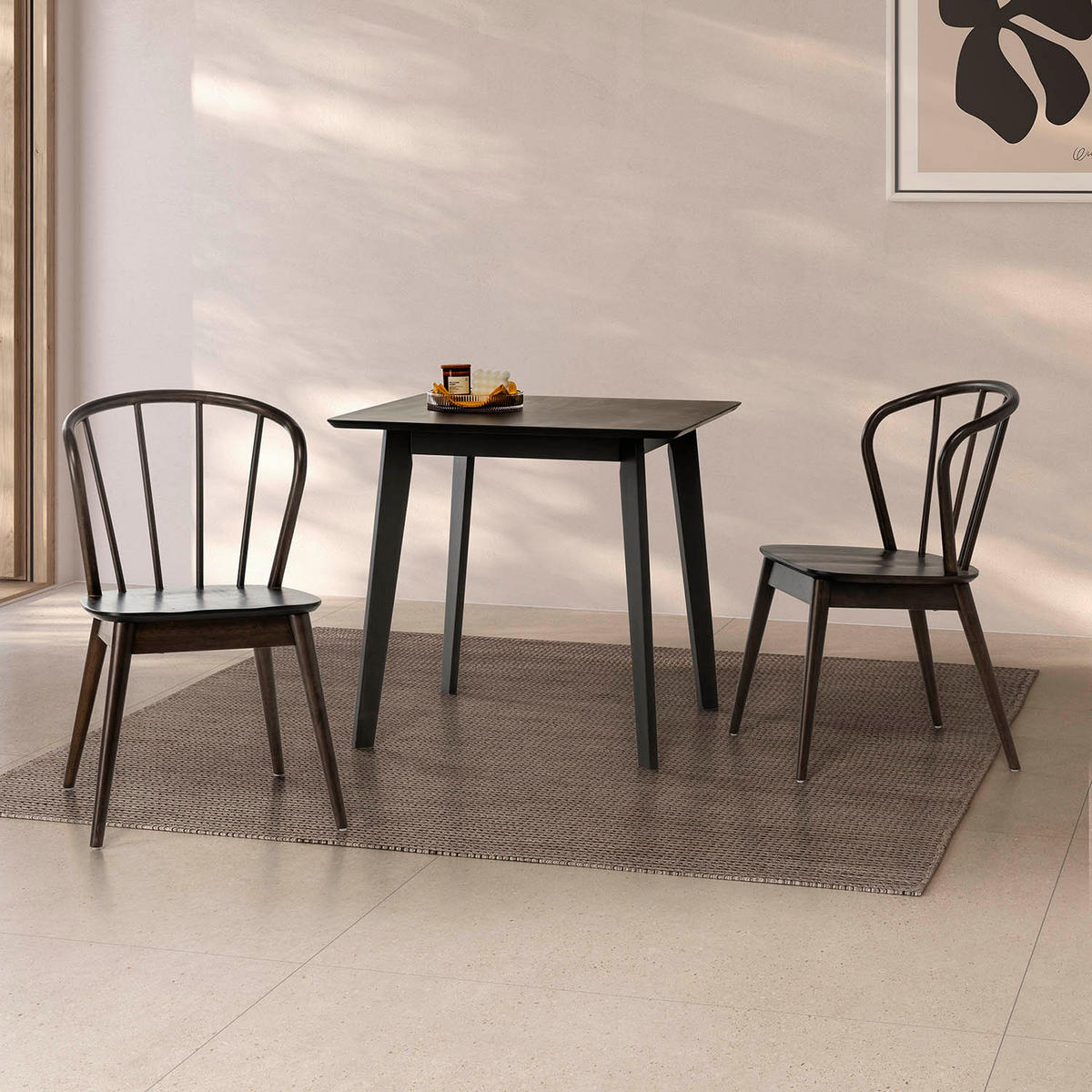 MASĂ DE MASA Pomago 80x80 cm, culoare negru - negru, lemn (24/63/150cm) - VS Venta-stock