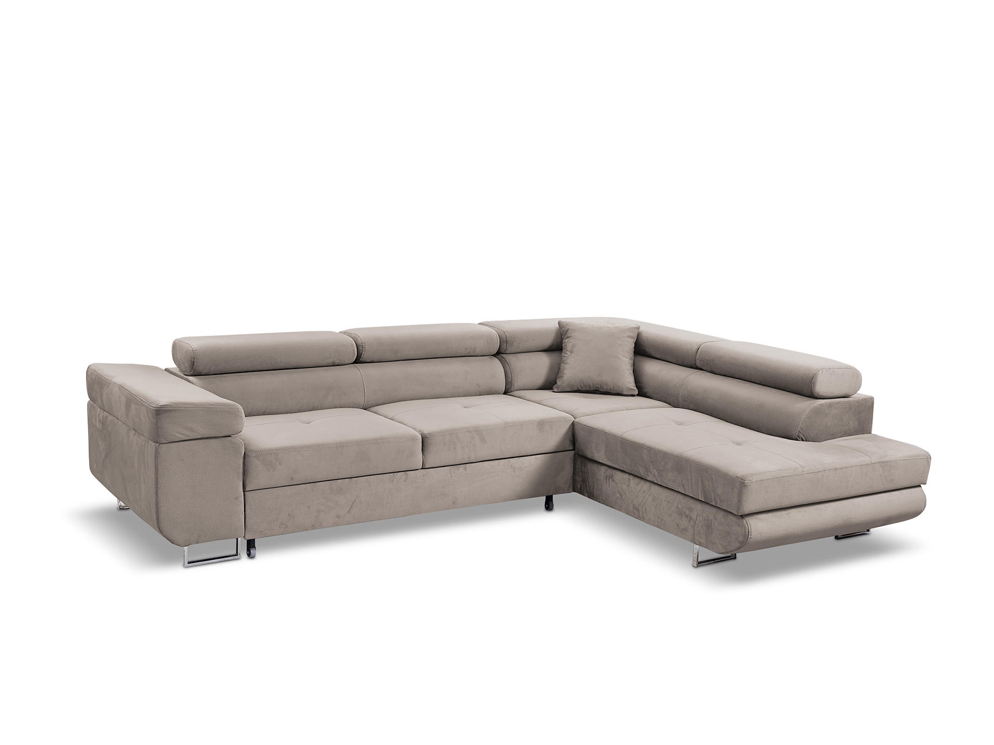 ECKSOFA Marlene III L-Form mit verstellbaren Kopfstützen Schlaffunktion Bettkasten 271 cm rechts beige - Beige, Kunststoff (202/271cm) - Margaret Hadas24