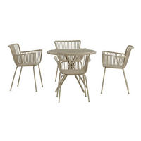 GARTENSET, Sifnos, Tisch Beige, Glas, 90 x 90 x 71 cm, 5-teilig - Beige, Glas - ebuy24