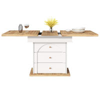 ESSTISCH 80/140/75 cm Weiß aus MDF ausziehbar 110–140 cm mit Stauraum - Weiß, Holzwerkstoff (140/80/75cm) - OKWISH