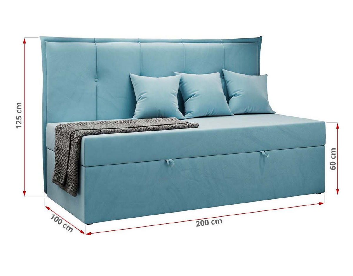 BOXBETT BANCO 90/200 Blau Velvet - H3 - Blau, Holz/Textil (90/200cm) - MKS