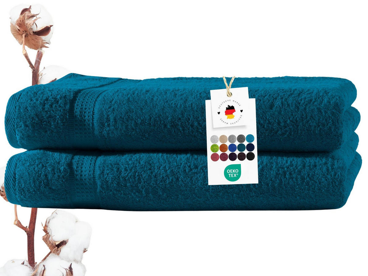 DUSCHTUCH 70x140 cm Frottier Handtücher im 2er Set aus 100% Baumwolle, Petrol 500g/m2 - Petrol, Textil (70/140cm) - Carpe Sonno