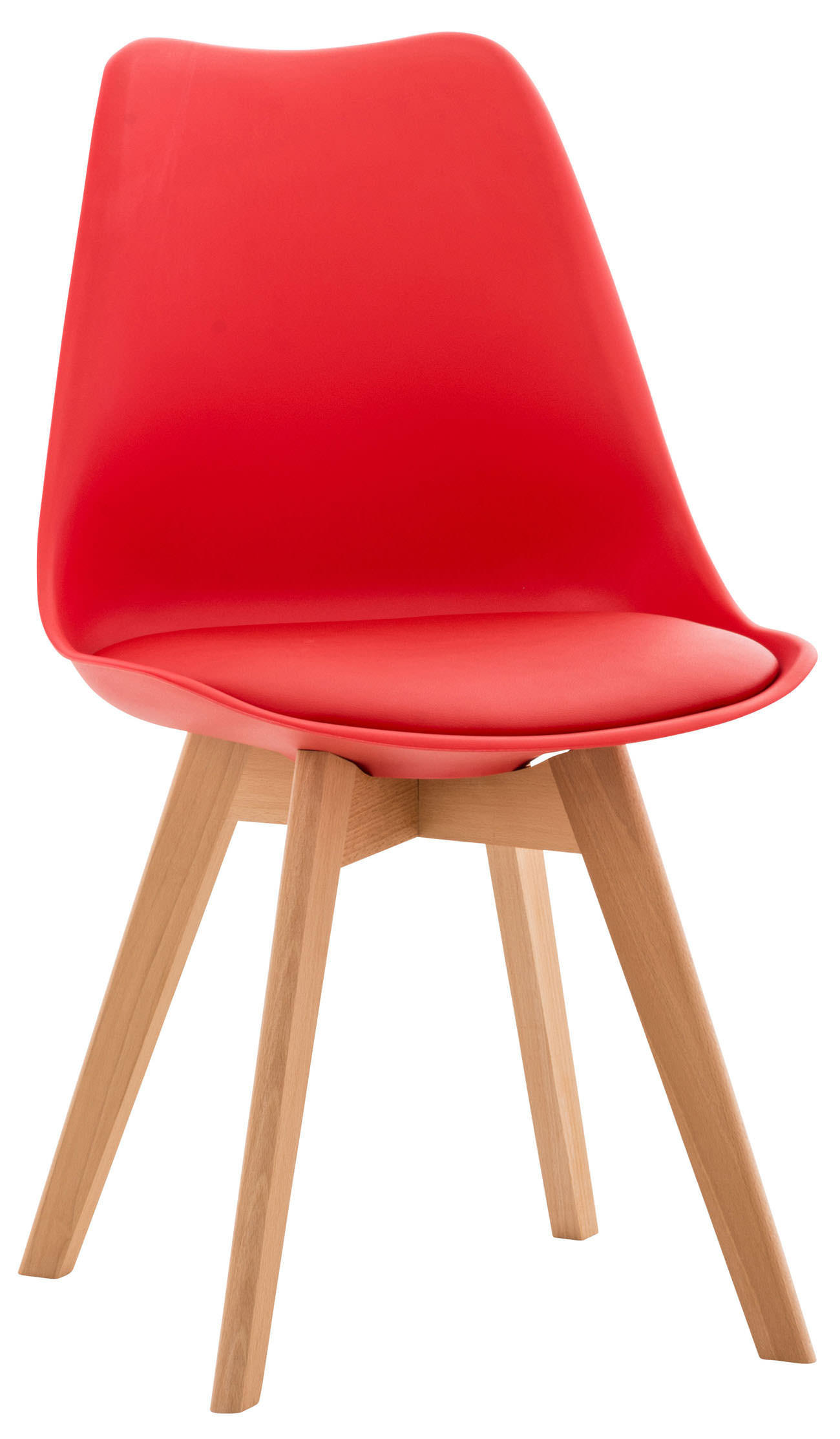 STUHL Kunststoff rot - Eukalyptusholzfarben/Rot, Holz/Kunststoff (49/83/50cm) - CLP