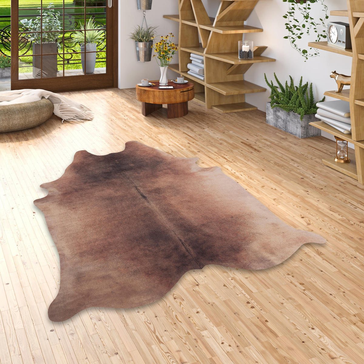 KUNSTFASER TEPPICH RINDERFELL - Beige, Textil (77/100cm) - Pergamon