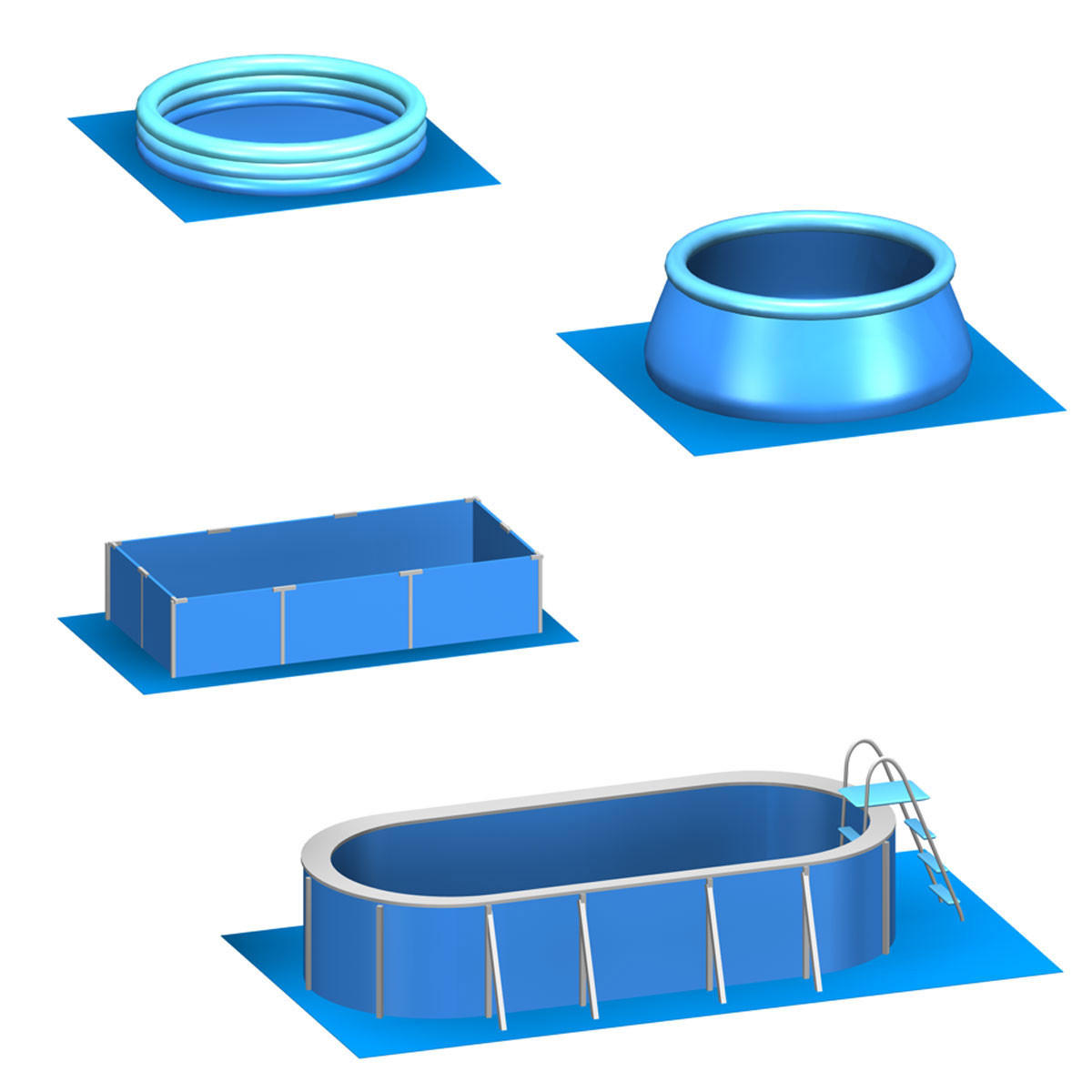 POOLMATTEN 1,9m² 8 EVA Matten 50 cm Blau - Blau, Kunststoff (50/50cm) - eyepower