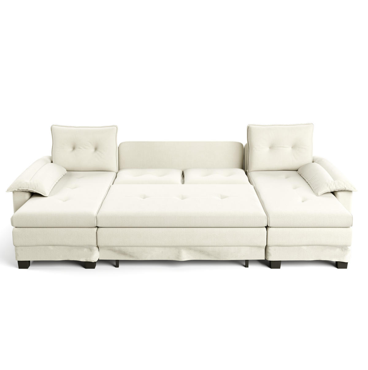 SOFA-BETT U-Form mit USB und Schlaffunktion 278 cm Chenille Beige - Beige, Textil (127/87/278cm) - Meubliv