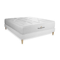 BETT Windsor Taschenfederkern und Memory-Schaum 160 x 220 cm h1 - Kit Bettgestell Weiß - Beige/Weiß, Karton/Holz (160/220cm) - ROYAL PALACE BEDDING