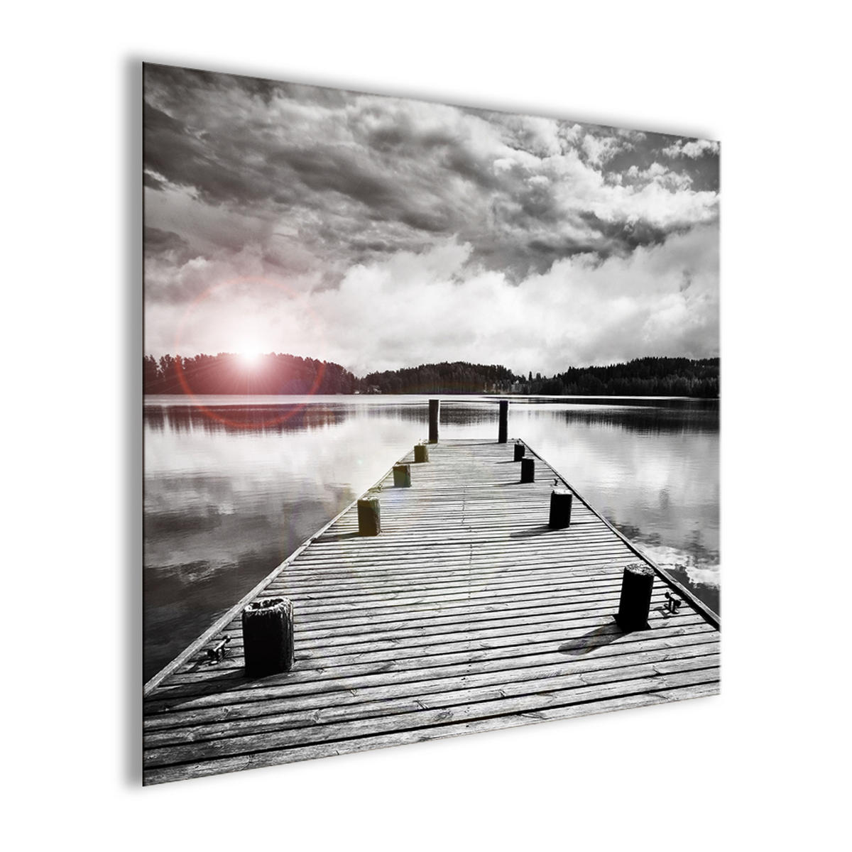 GLASBILD 30×30 cm Strand Schwarz-Weiß - Anthrazit, Glas (30/30cm) - artissimo