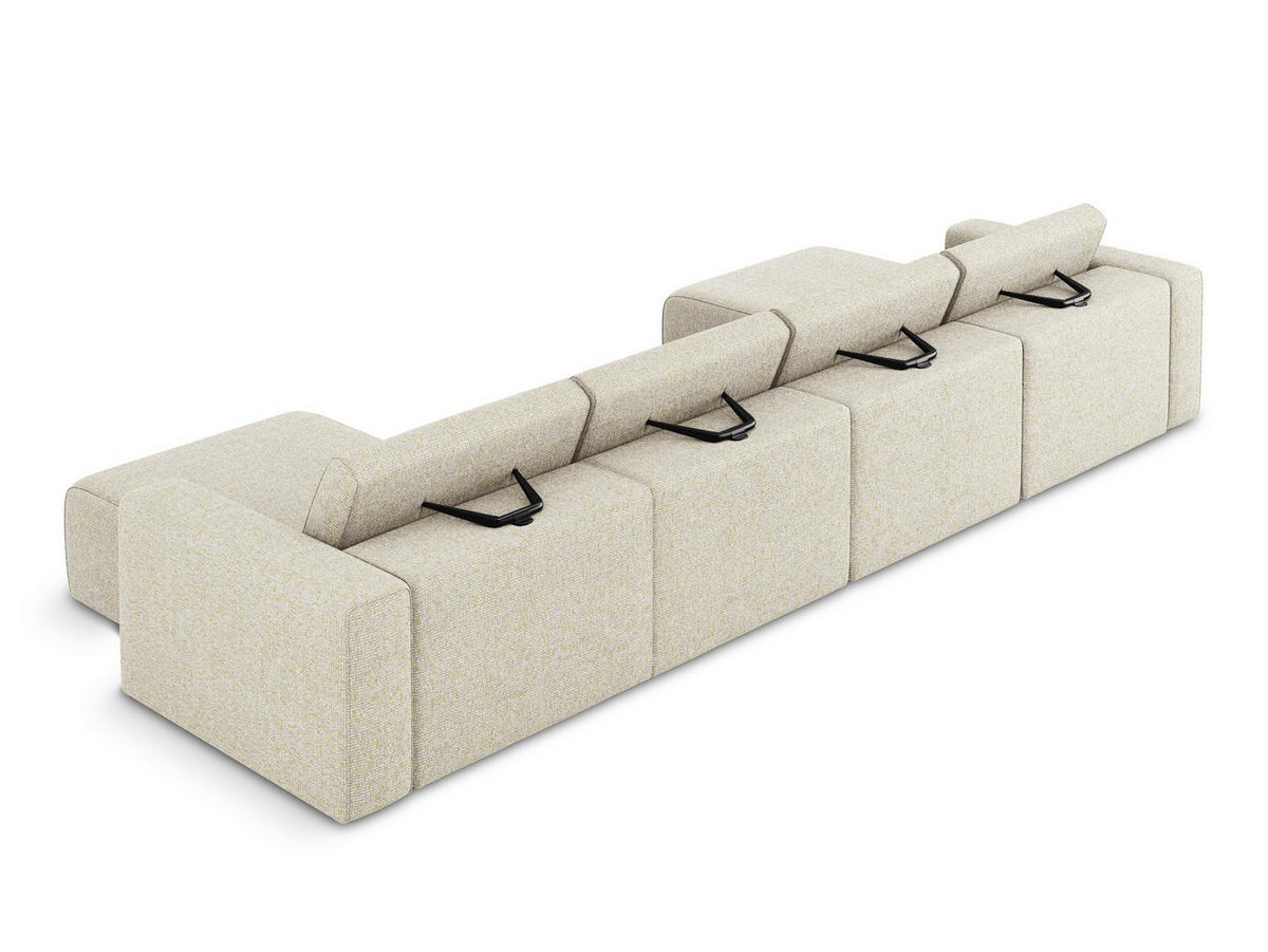 WOHNLANDSCHAFT Strukturstoff Stoff Beige - Beige/Creme, Kunststoff/Textil (404/80/167cm) - Makamii