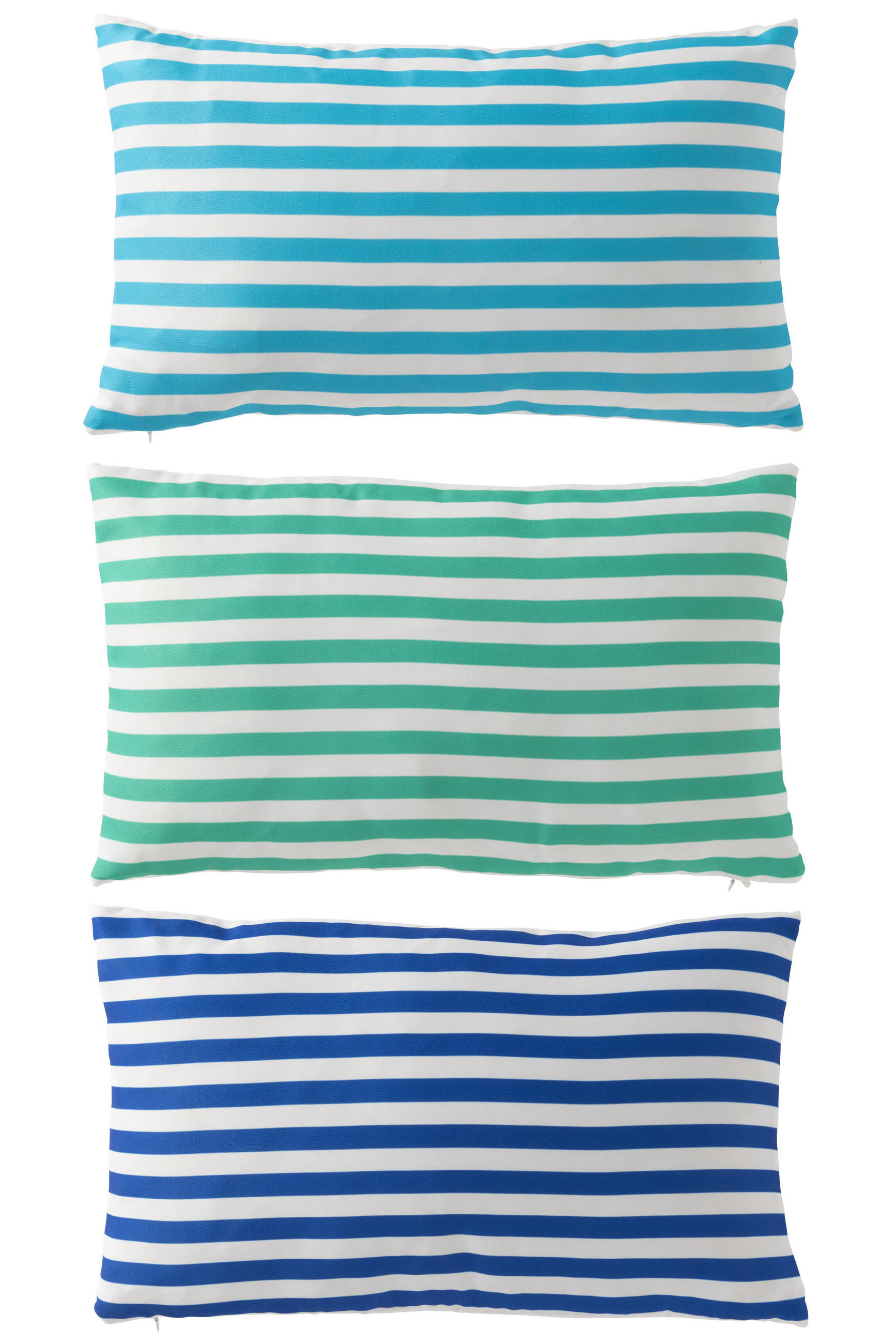 KISSEN AUßENREICH RECHTECKIG GESTREIFT (3ER SET) - Blau, Textil (30/50cm) - J-Line