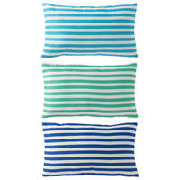 KISSEN AUßENREICH RECHTECKIG GESTREIFT (3ER SET) - Blau, Textil (30/50cm) - J-Line