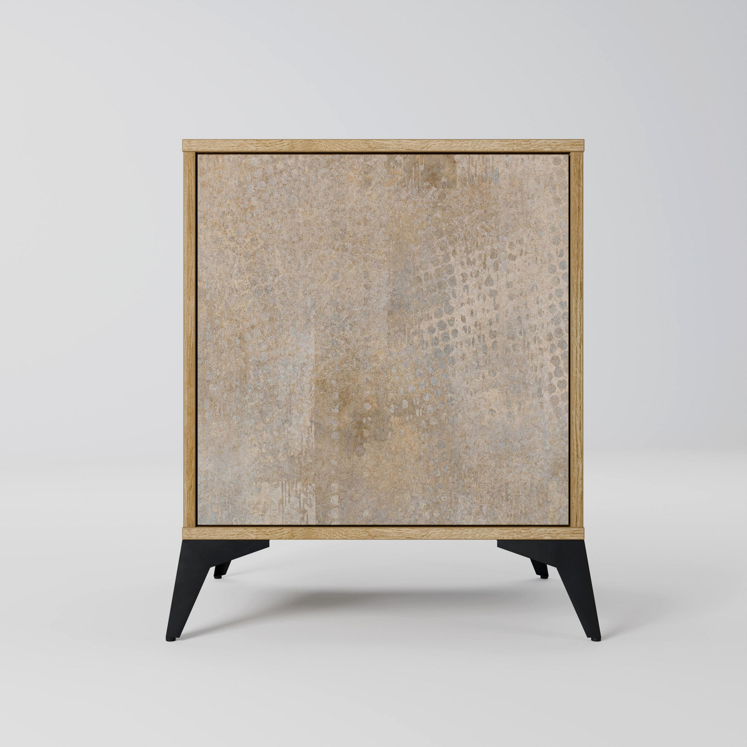 SIDEBOARD SCREEN ERROR, Eichefarben, 57,5x42x70,5 cm, Schwarze Metall-Sternfüße - Eichefarben/Multicolor, Holzwerkstoff/Metall (57.5/70.5/42cm) - SpaceRebels