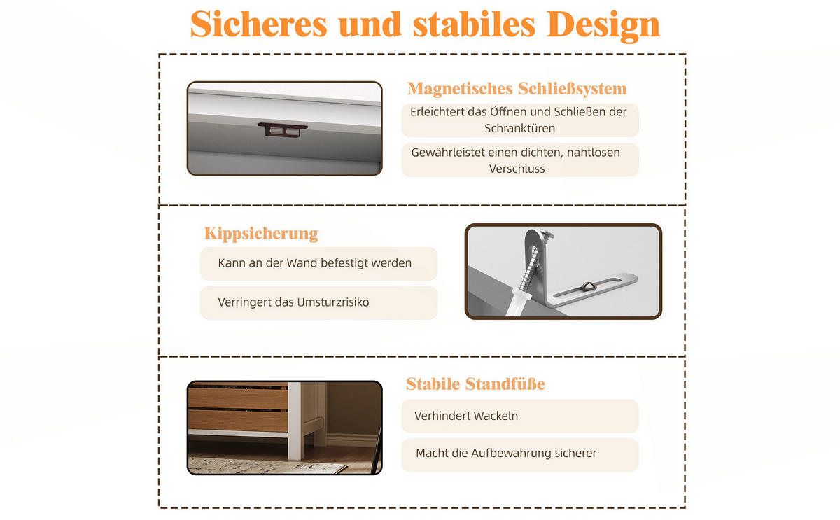 BUFFETSCHRANK Kombi Schwarz/Weiß 80/40/140 cm - Weiß, Holz (80/140/40cm) - PANGIVO