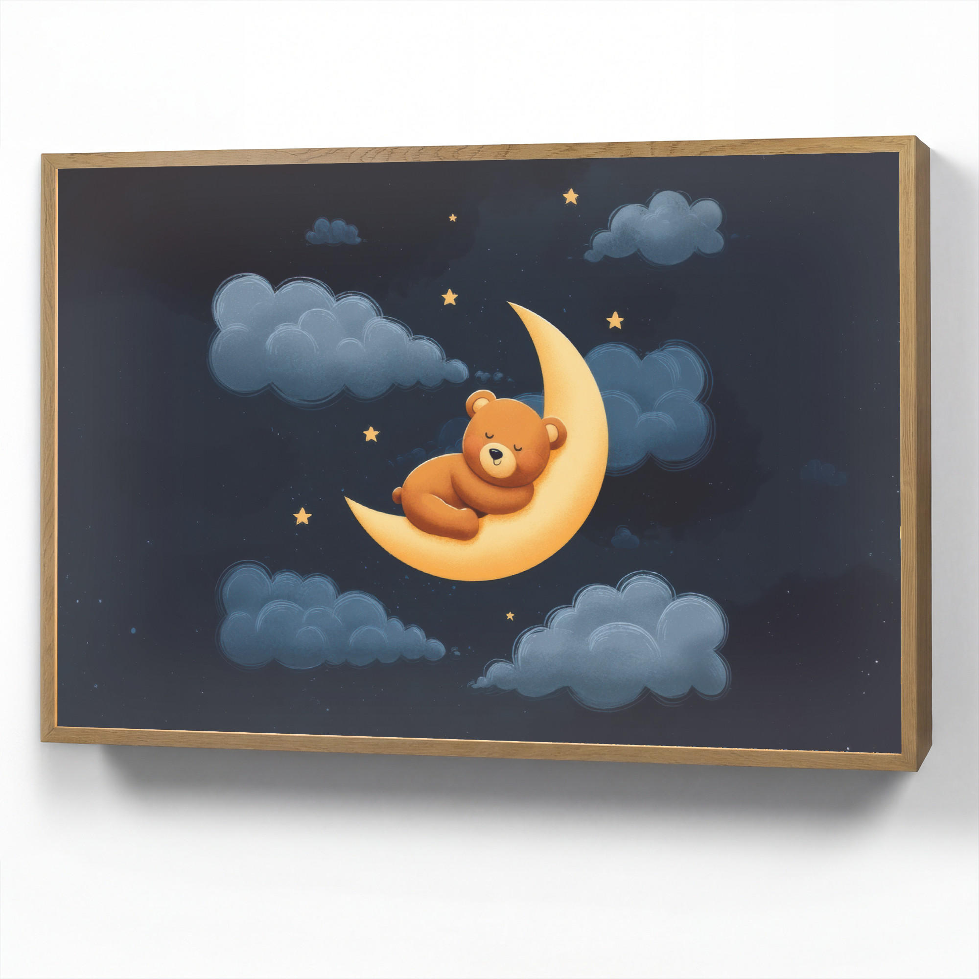 OnlyWow DOBÍJECÍ NOČNÍ LAMPIČKA Medvídek - Měsíc - Mraky - Hvězdy 90x60 cm
