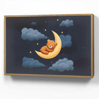 NACHTTISCHLAMPE MIT AKKU Teddybär - Mond - Wolken - Sterne 100x70 cm - Dunkelblau, Holzwerkstoff (8/100/70cm) - OnlyWow