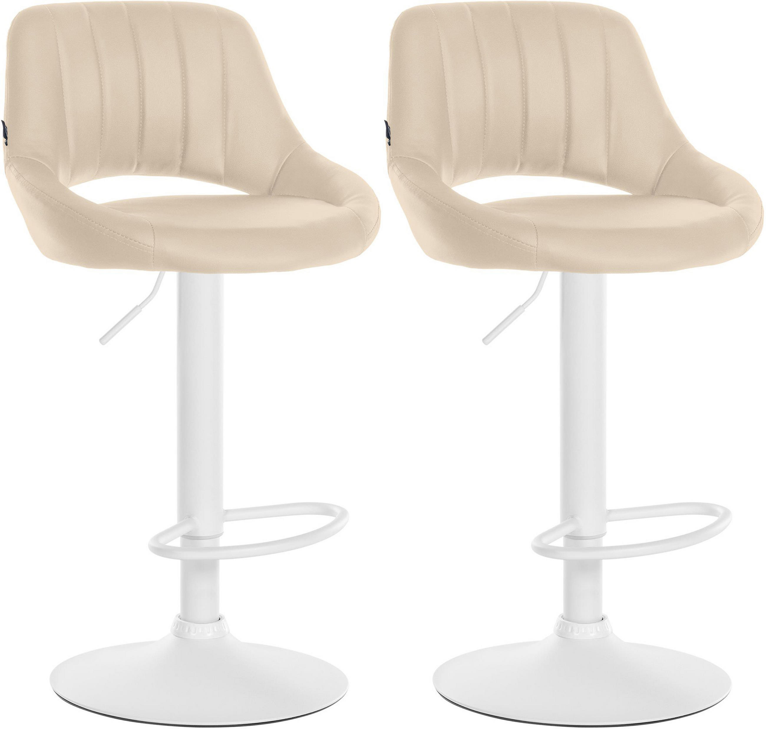 BARHOCKER 2er Set Milos Kunstleder W creme - Naturfarben/Weiß, Kunststoff/Metall (47/106/48cm) - TPFLiving