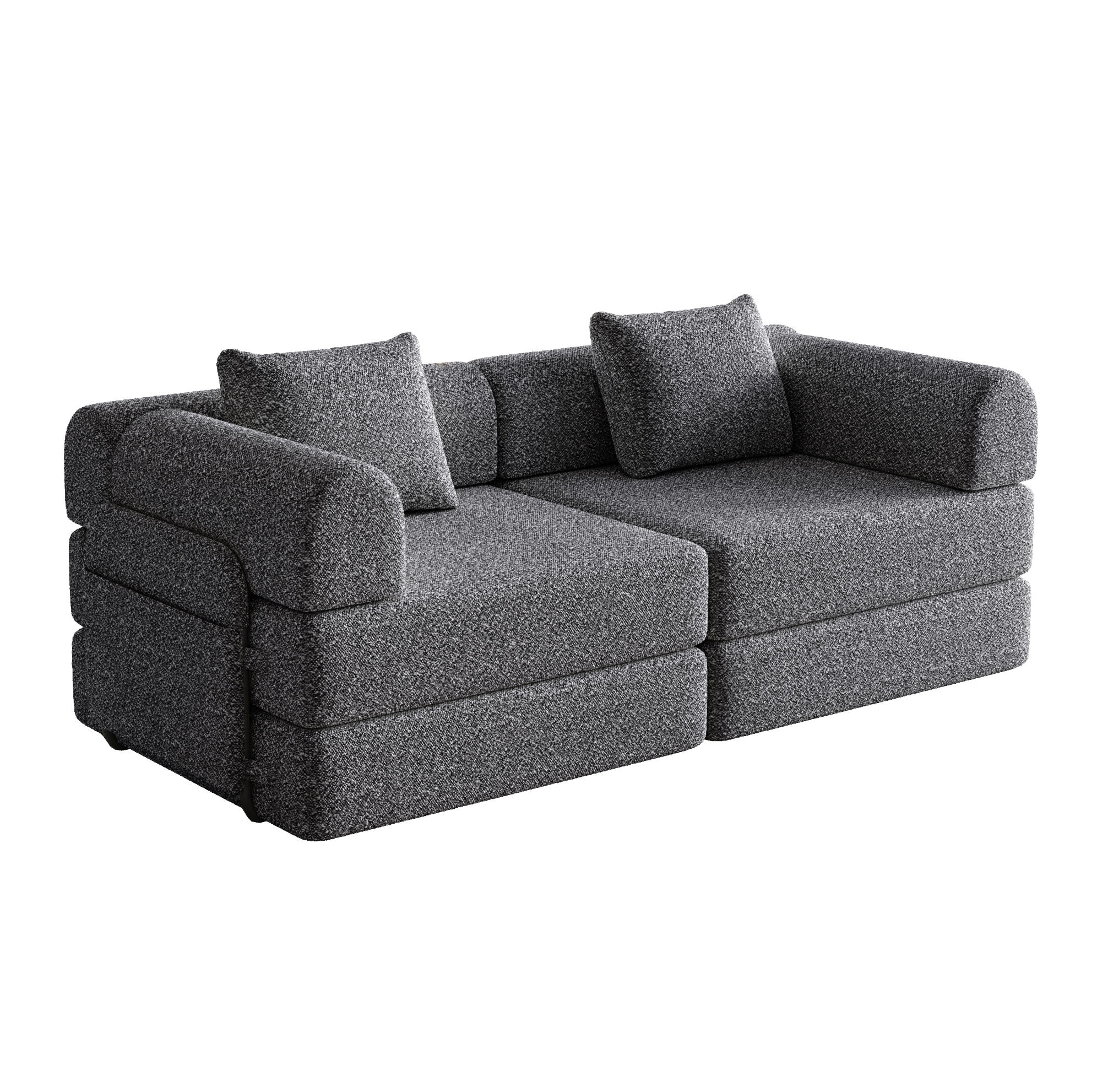 SCHLAFSOFA 2-in-1 Einzelsitzer Chenille Grey - Grau, Kunststoff (91.4/69.8/183.8cm) - Meubliv