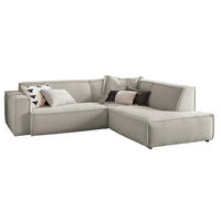 ECKSOFA SAMU Steingrau Cord - Greige/Schwarz, Textil (254/224cm) - KAWOLA