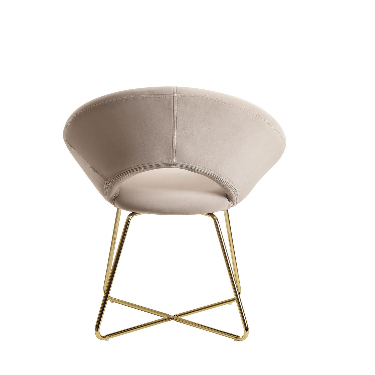 ESSZIMMERSTUHL Samtbezug mit Metallgestell Modern gepolstert, Beige - Beige/Goldfarben, Textil/Metall (60/83/57cm) - KADIMA DESIGN