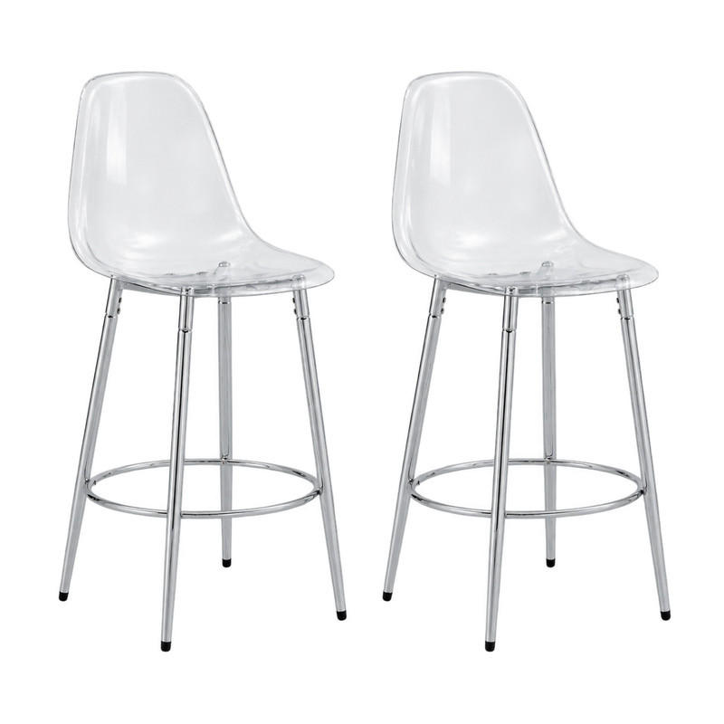 BARHOCKER 2er-Set 66 cm transparent Silber - Silberfarben, Metall (48.5/102/48.5cm) - Meubliv