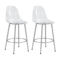 BARHOCKER 2er-Set 66 cm transparent Silber - Silberfarben, Metall (48.5/102/48.5cm) - Meubliv