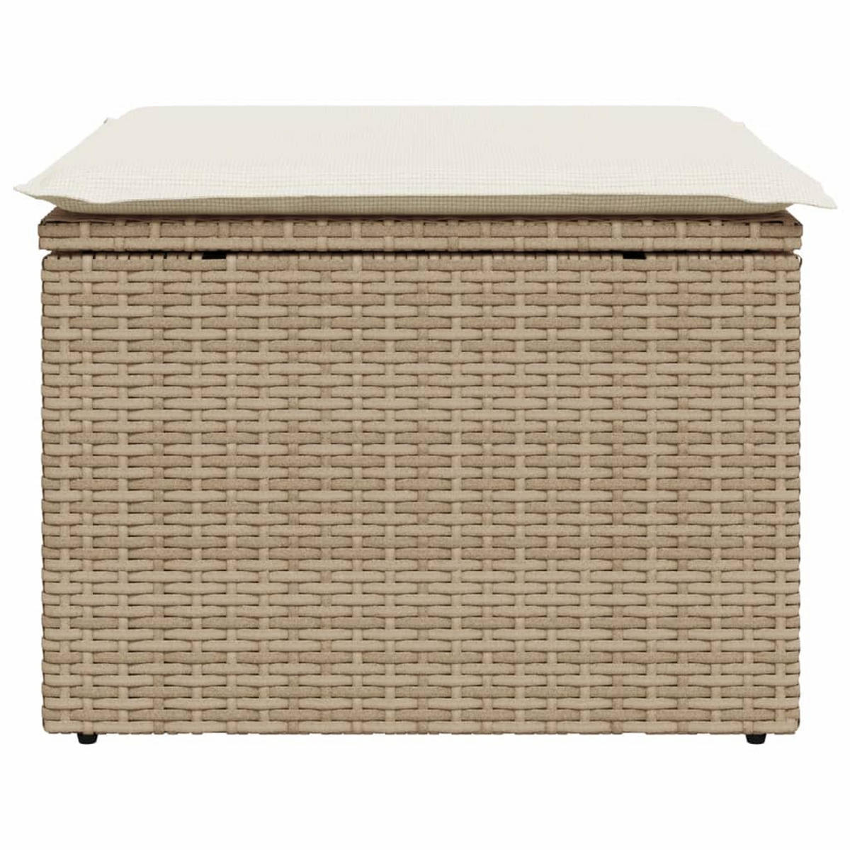 GARTENHOCKER Mit Kissen Beige 55/55/37 Cm Poly Rattan - Creme, Kunststoff (55/37/55cm) - vidaXL