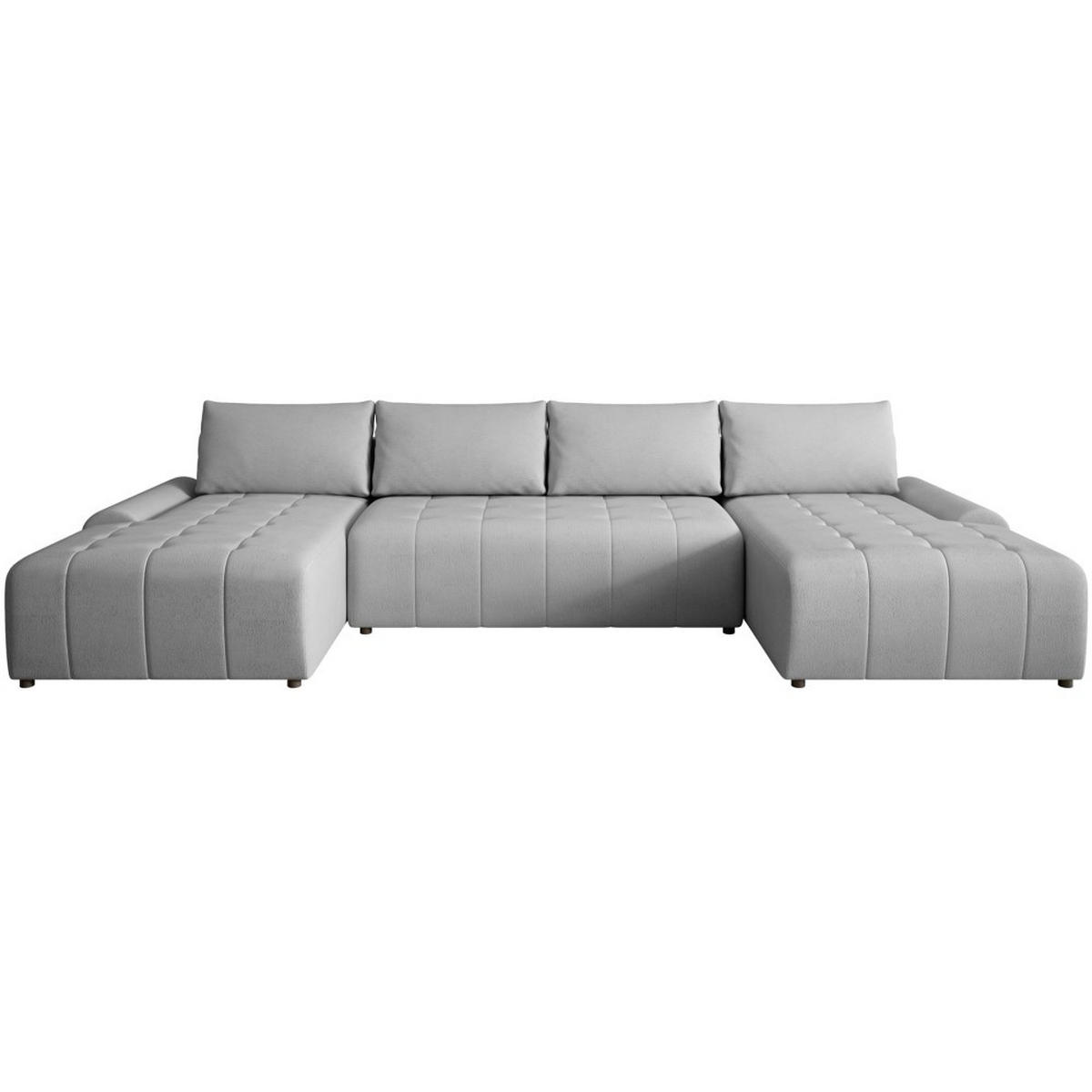 WOHNLANDSCHAFT Costa U Hellgrau, Velours - Hellgrau/Schwarz, Kunststoff/Textil (367/80/169cm) - Beautysofa