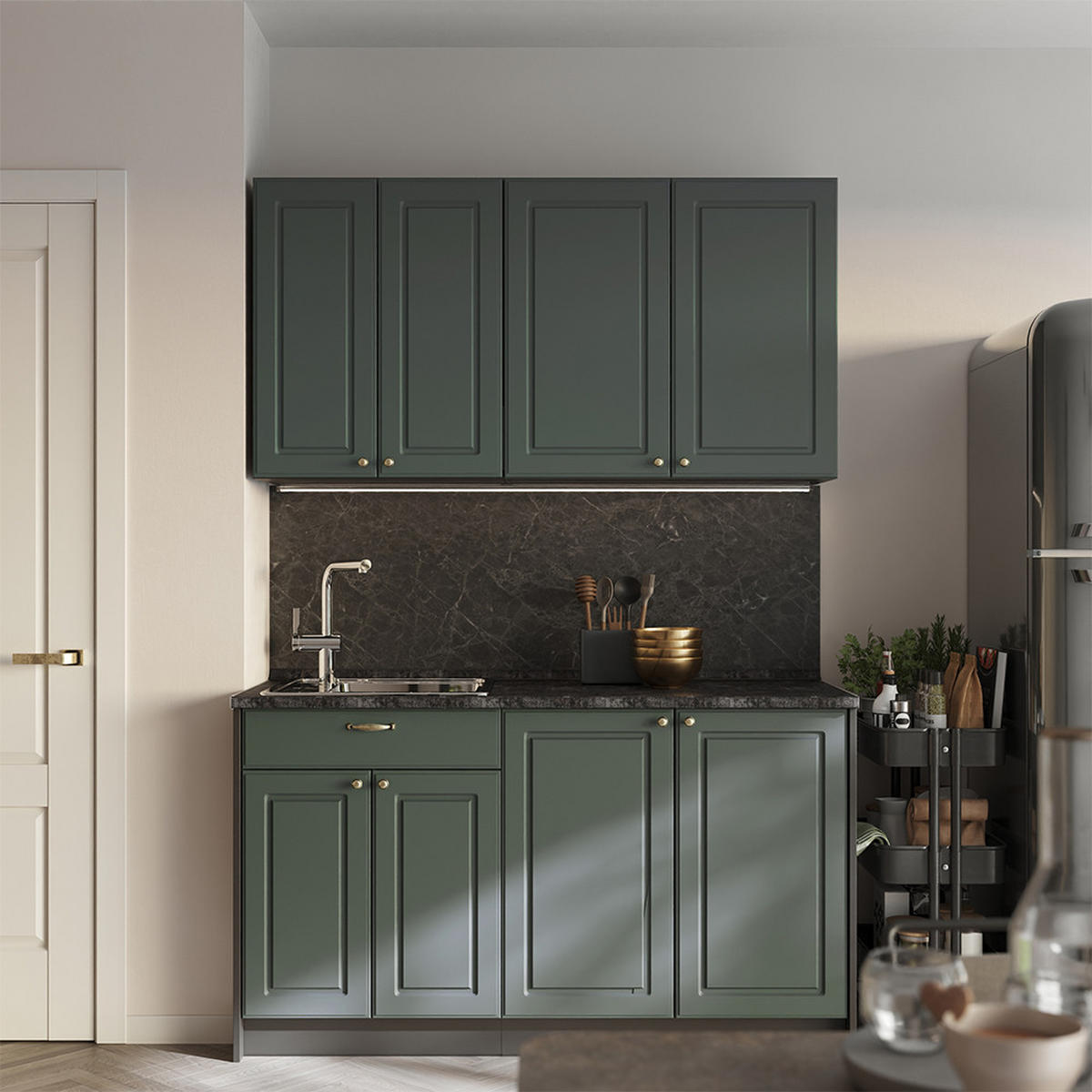HÄNGESCHRANK Fame-Line, Grün-Gold Landhaus/Anthrazit, 80 cm - Anthrazit/Grün, Holzwerkstoff (80/72/34.1cm) - Vicco