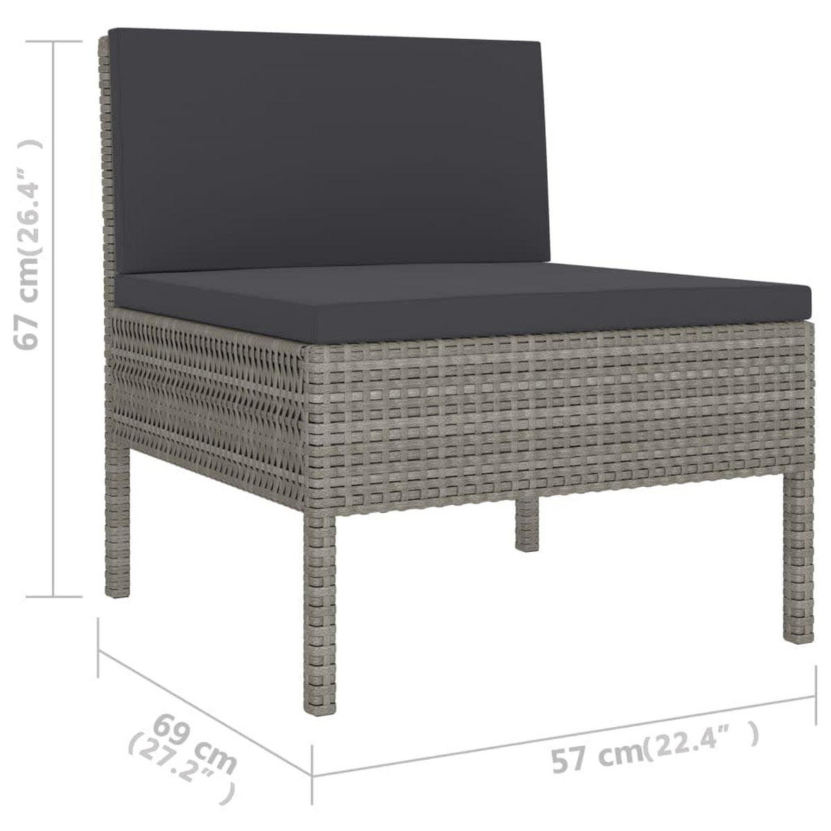 GARTENSET Reeves 6-teilig - Grau, Metall - Nettlife