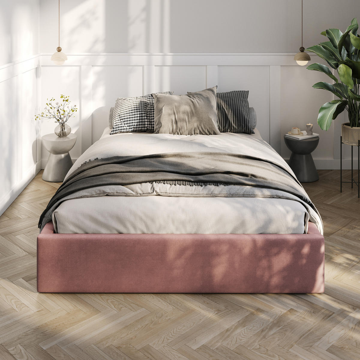 POLSTERBETT 140x200cm Bett mit Stauraum Lattenrost Altrosa - Altrosa, Holz/Holzwerkstoff (140/200cm) - Muralo