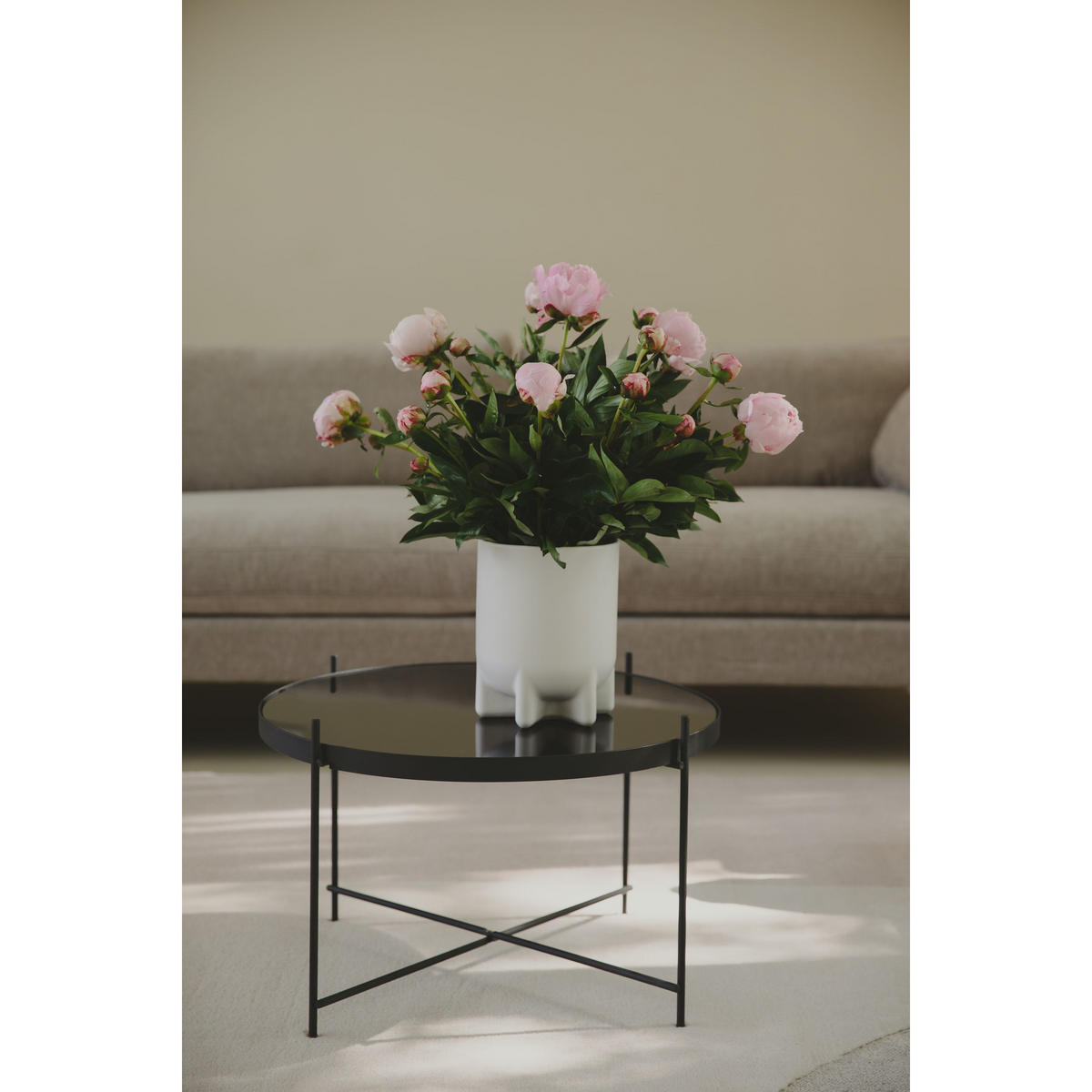 BEISTELLTISCH Cupid Rund 62,5 Schwarz - Schwarz, Glas (62.5/62.5/40cm) - Zuiver