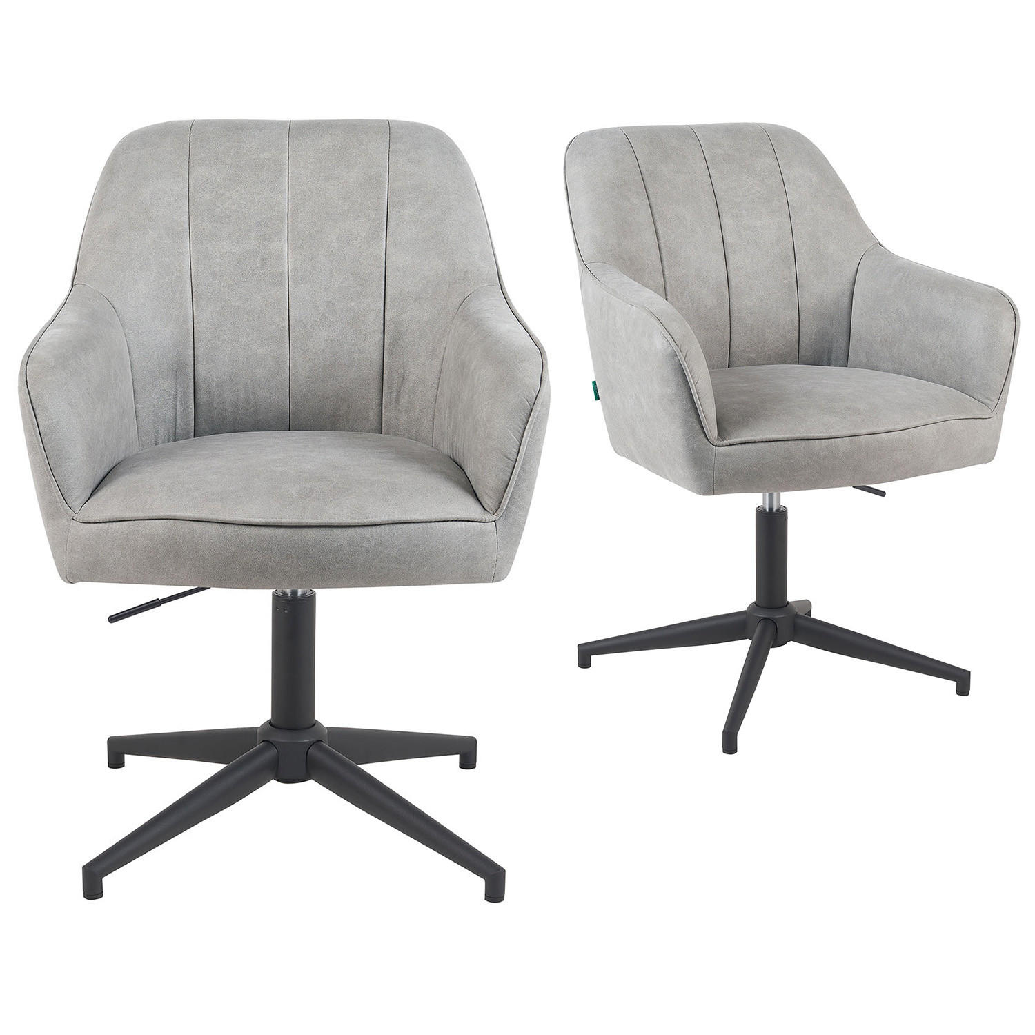 BÜROSTUHL Mika-Elin - Hellgrau/Schwarz, Textil/Metall (60/84/65cm) - DUBI Möbel
