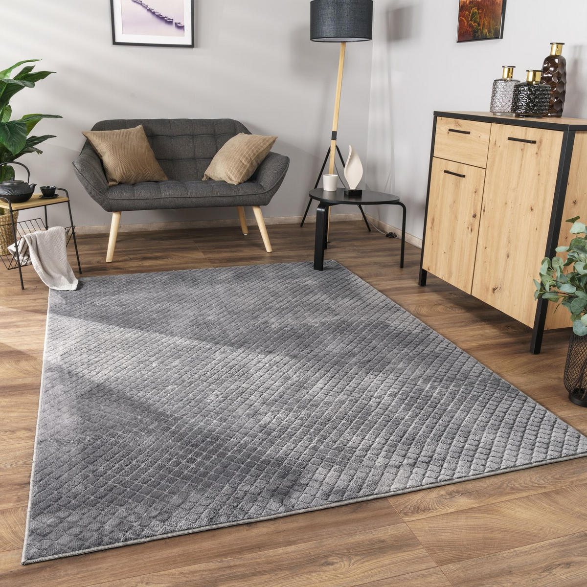 KURZFLORTEPPICH 60/100 cm Rotterdam 591 - Anthrazit, Kunststoff (60/100cm) - Paco Home
