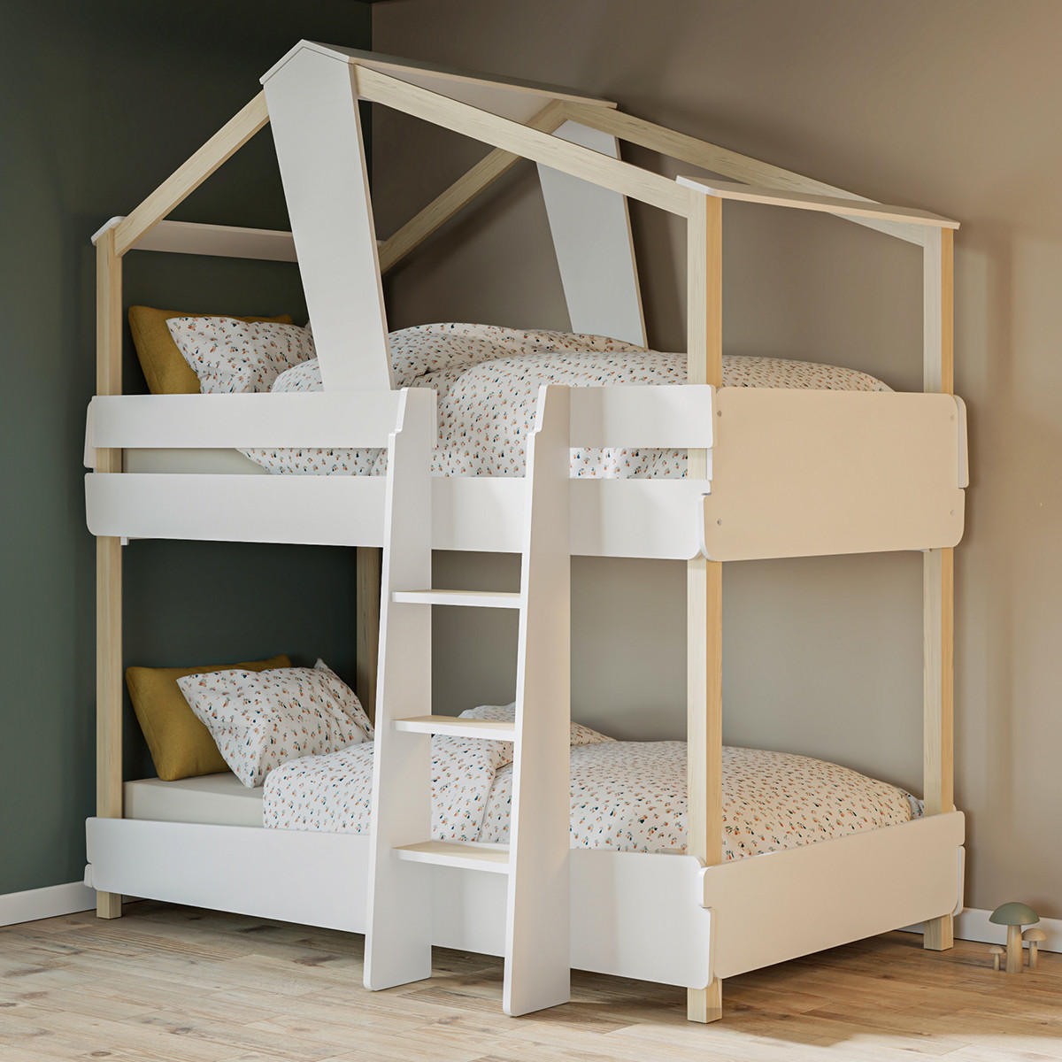 ETAGENBETT 90x200 H214 cm - TIMBER - Weiß, Holzwerkstoff (200/90cm) - Calicosy