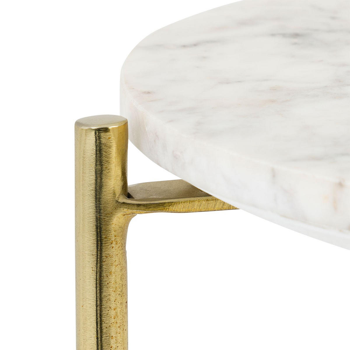 BEISTELLTISCH CRATO bronze/weiß - Weiß/Bronzefarben, Naturmaterialien/Metall (36/36/55cm) - IDIMEX