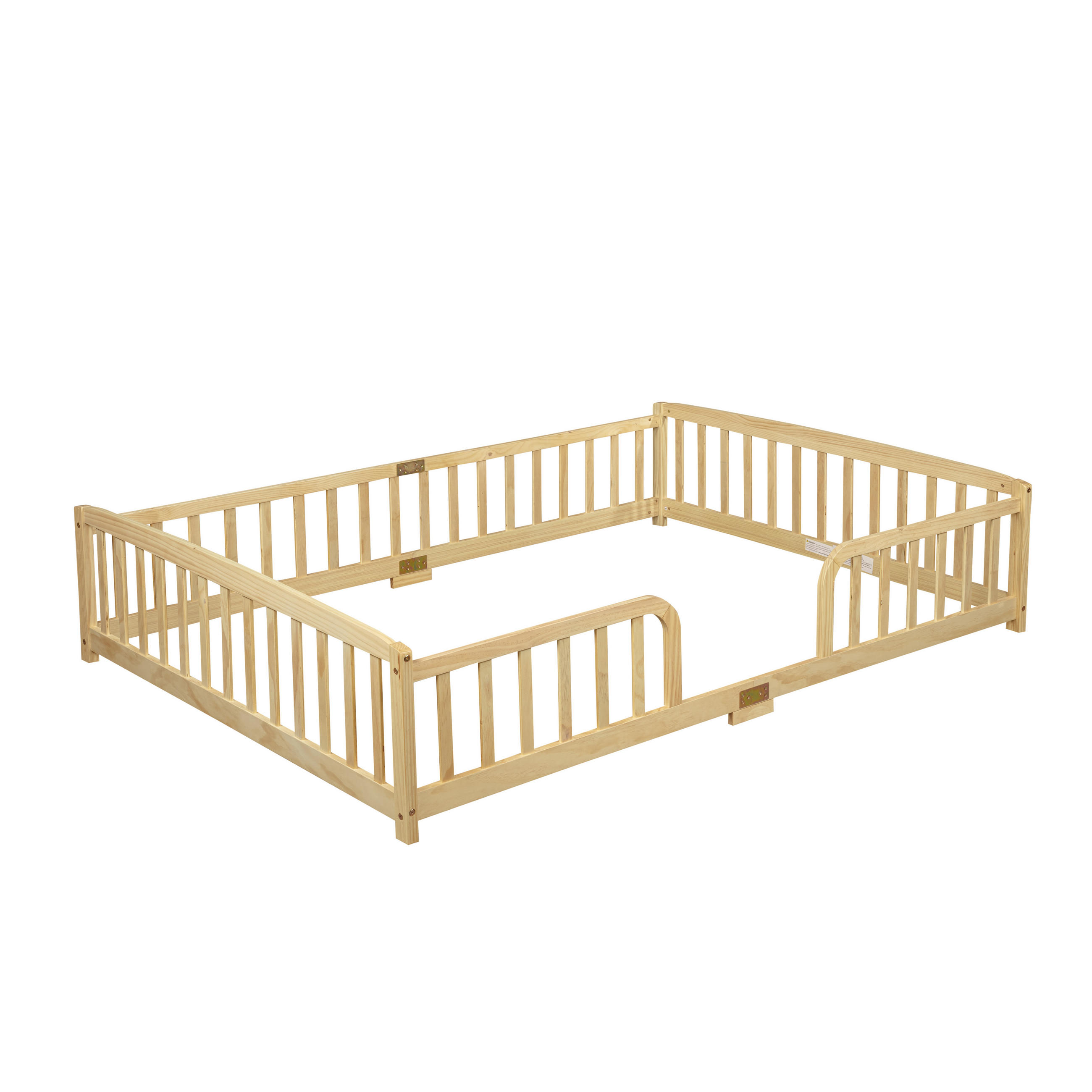 BODENBETT 140/200 cm DE-32892 mit Sicherheitsgeländer Natur - Naturfarben, Holz (140/200cm) - ComfortXL