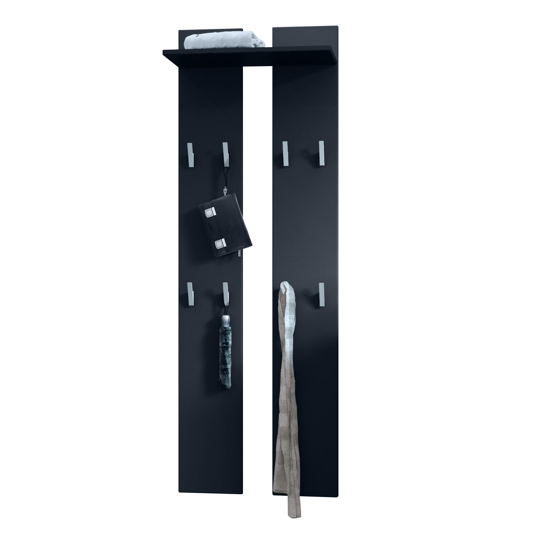 GARDEROBENPANEEL Wandpaneel Schwarz matt - Schwarz, Holzwerkstoff (57/170/20cm) - Vladon