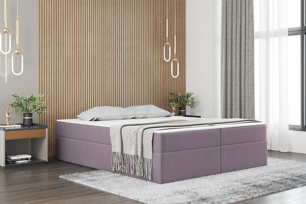 BOXBETT Mit Bettkasten Und Matratze Topper Ruben Lila 140x200 cm H2-Pocket - Lila, Holz/Textil (140/200cm) - Kaiser Möbel