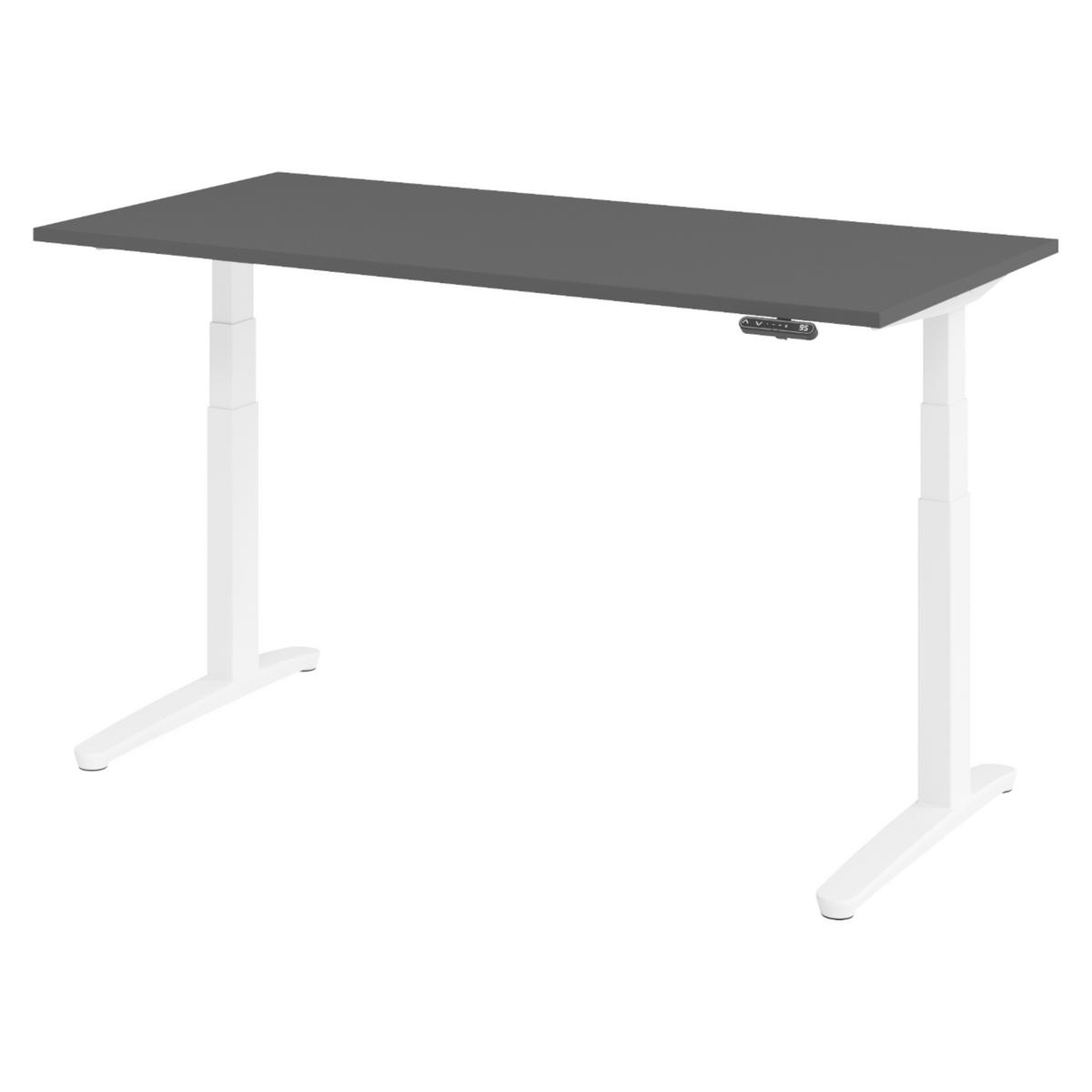 SCHREIBTISCH elektrisch XBHM 80/160/74 cm in Graphitfarben/Weiß - Graphitfarben/Weiß, Holzwerkstoff (80/160/74cm) - bümö